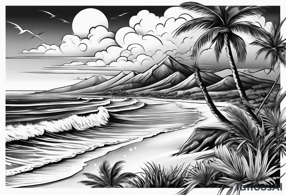 Heavenly Beach Coastal View tattoo idea