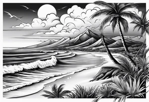 Heavenly Beach Coastal View tattoo idea