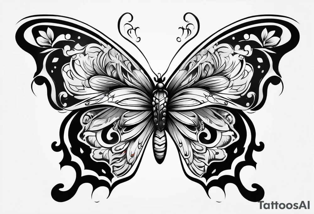 Butterfly with fire tattoo idea