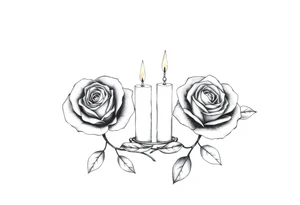 Passed love one, two roses, two candles, blue, hearts tattoo idea