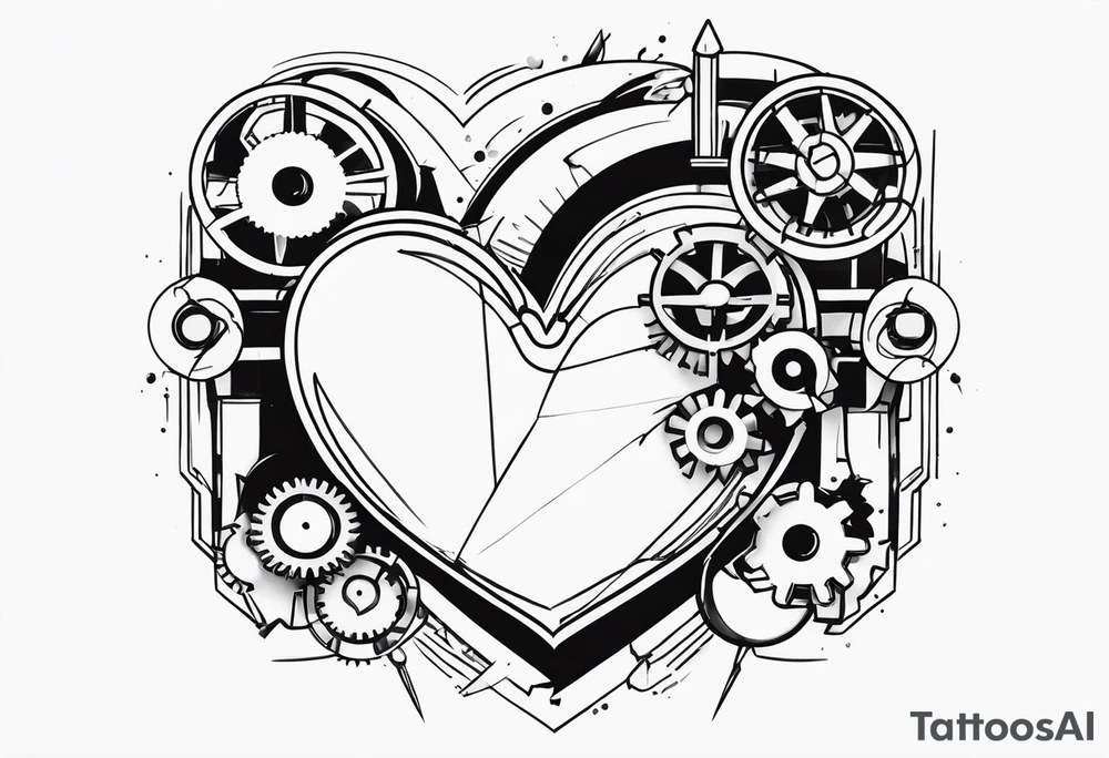 Mechanical Heart LOVE tattoo idea