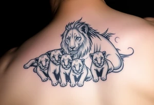 Lioness with 4 cubs tattoo idea