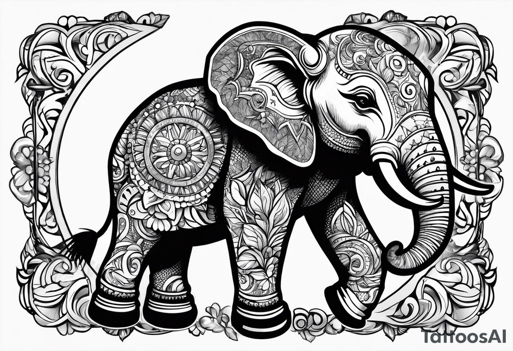 Baby elephant roller derby tattoo idea