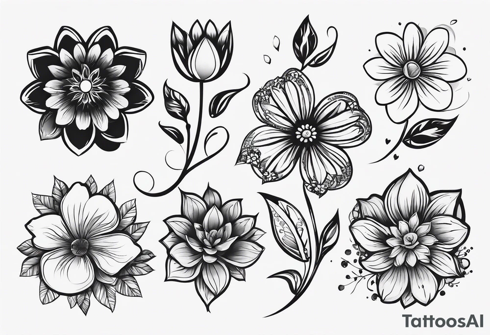 Paw print made with flowers tattoo idea