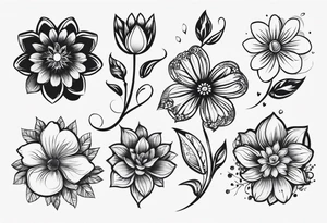 Paw print made with flowers tattoo idea