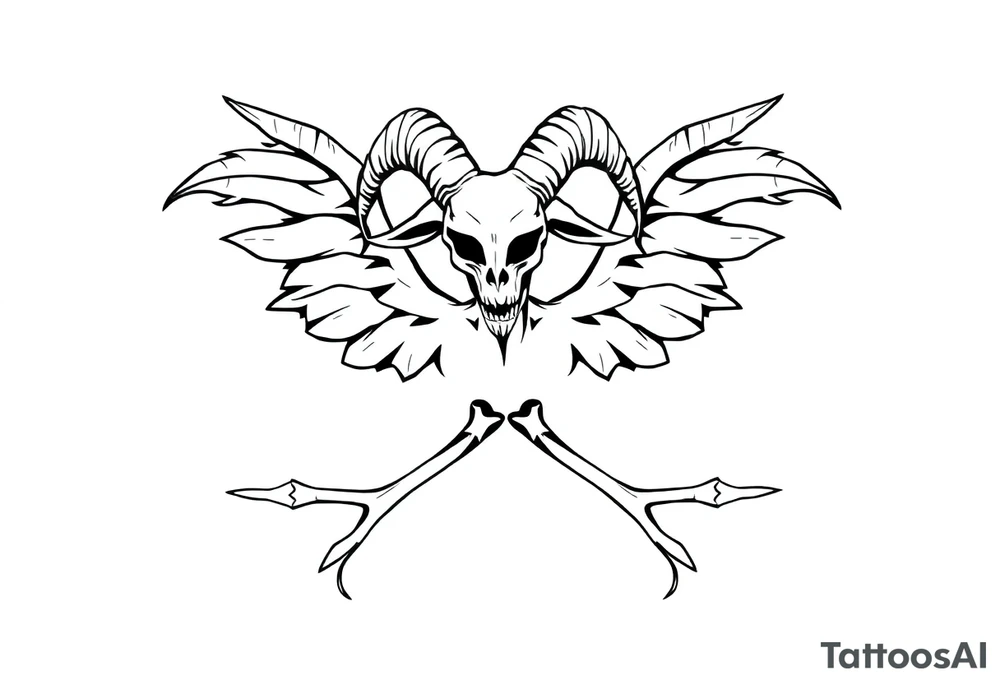 goat bones odd angel surreal tattoo idea