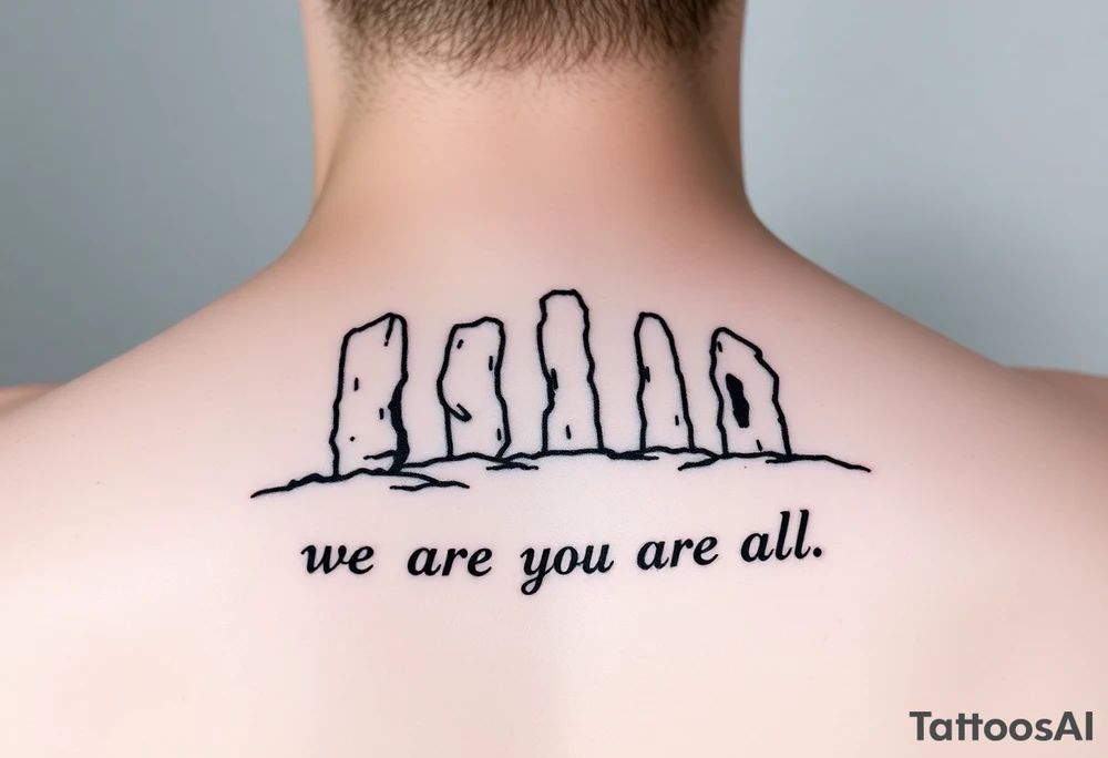 Orkney standing stones and the words "we are the island, after all" tattoo idea
