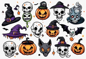 cute and spooky halloween tattoo idea