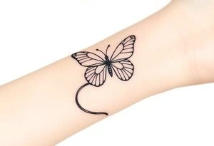 ethereal butterfly with flowing silk ribbons in moonlight tattoo idea