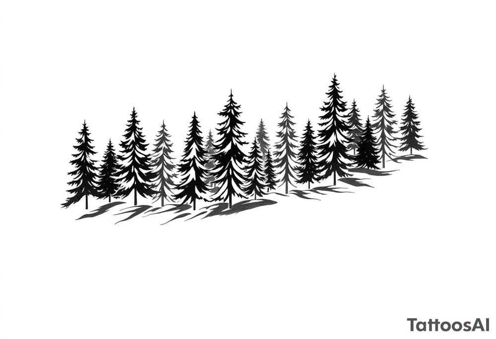 Coniferous forest tattoo sleeve black and gray tattoo idea