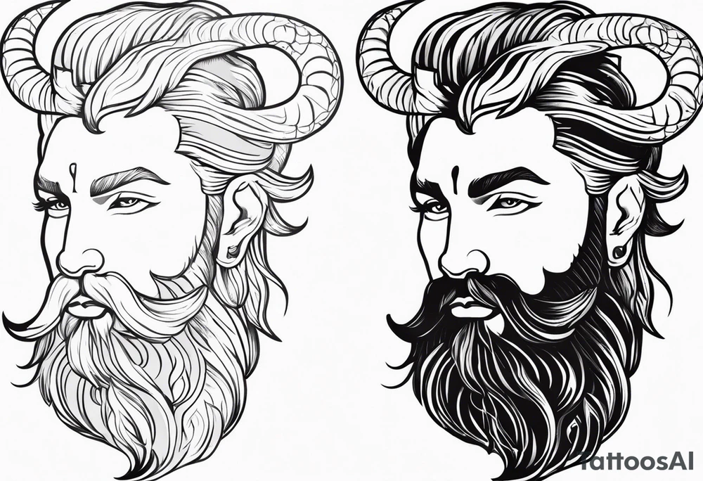 capricorn with beard tattoo idea