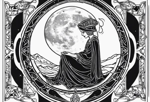 High priestess skeleton moon tarot card tattoo idea