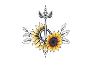 Sagittarius Genesis and a crown and sunflower tattoo idea