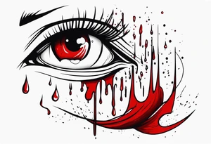 Bleeding tear flows to down from red eye sleeve tattoo design tattoo idea