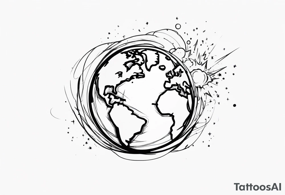 exploding globe tattoo idea