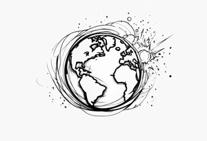 exploding globe tattoo idea