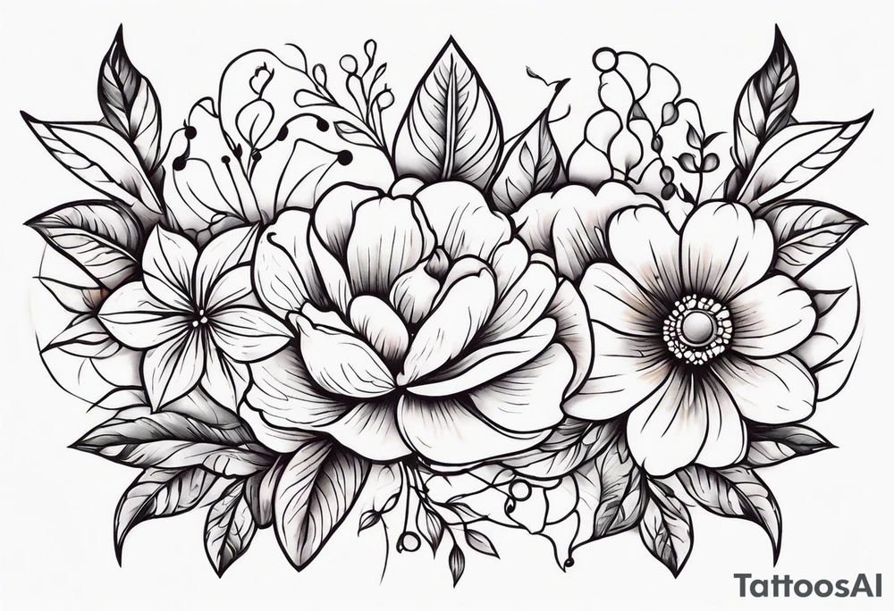 ornaments of flowers tattoo idea