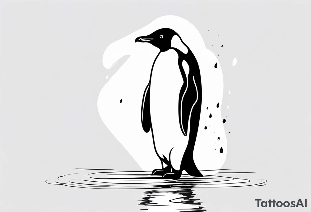 penguin standing on ice in the water. tattoo idea