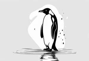 penguin standing on ice in the water. tattoo idea