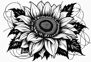 Sunflower and barbed wire half sleeve tattoo idea