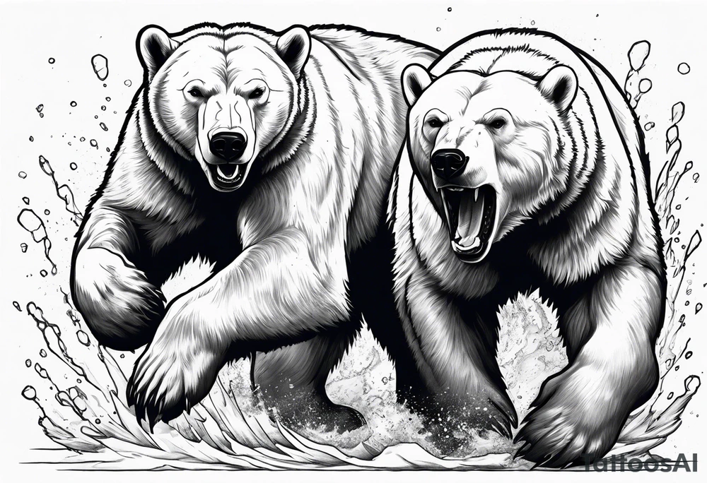 Polar bear fighting against a spartan tattoo idea