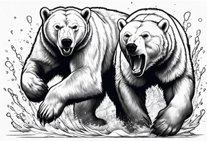 Polar bear fighting against a spartan tattoo idea