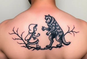 Little red riding hood and the big bad wolf hunting her tattoo idea