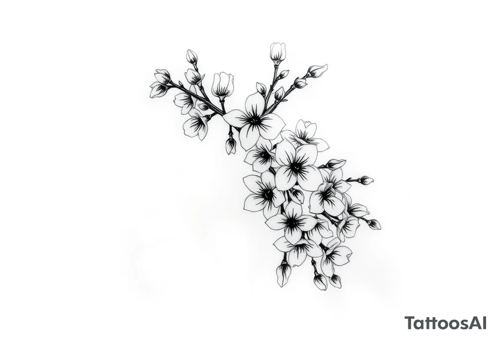 Feminine cherry blossoms thigh tattoo idea