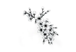 Feminine cherry blossoms thigh tattoo idea