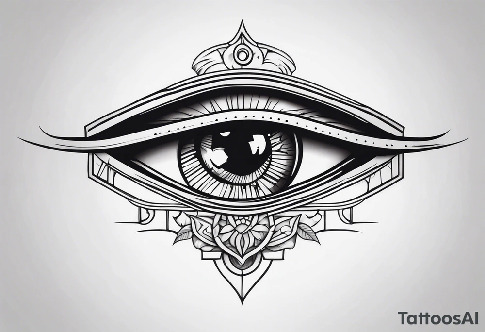 Band tool eye on elbow tattoo idea