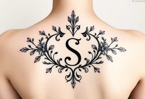 Lorbeerkranz mit Buchstabe S tattoo idea