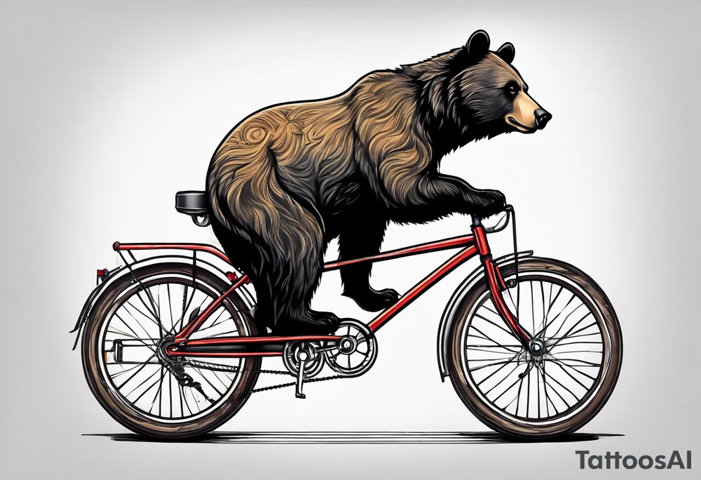 bear riding a bicycle tattoo idea