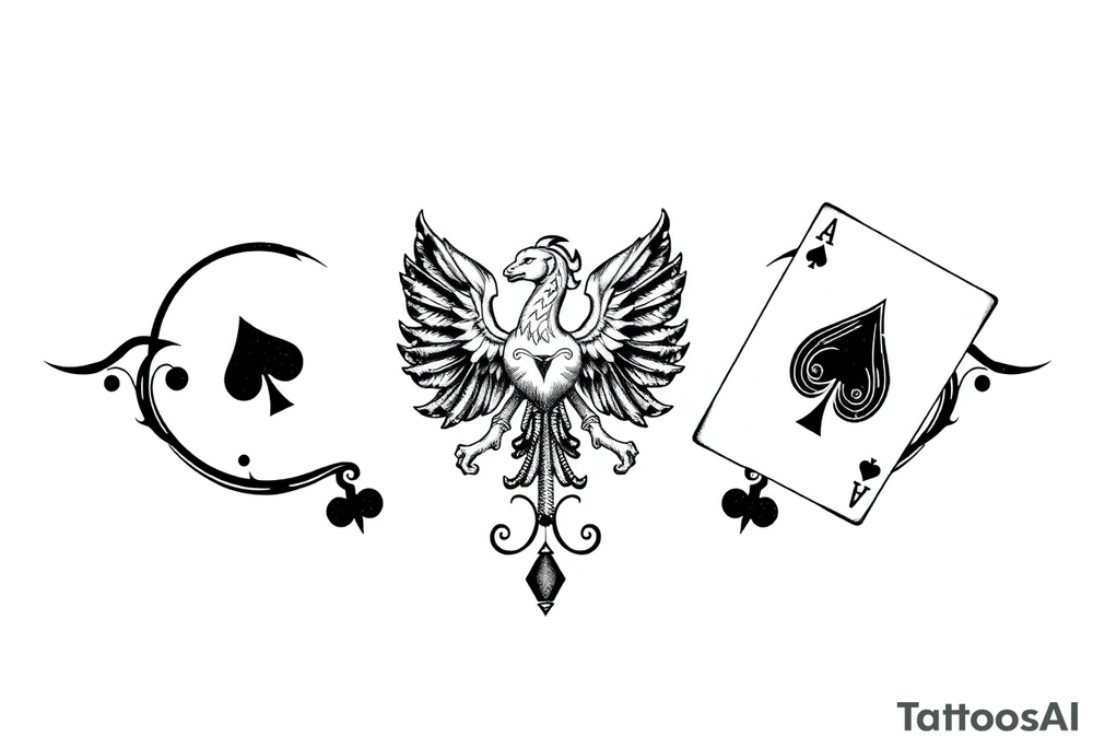 poland symbol and poker cards tattoo idea