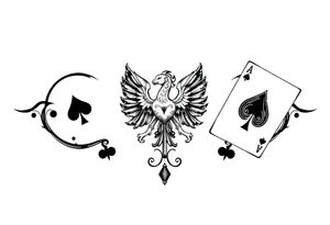 poland symbol and poker cards tattoo idea