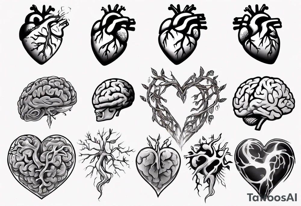 Heart and brain tattoo idea