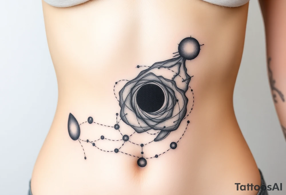 a nebula and black hole with an event horizon tattoo idea