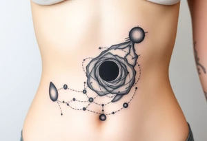 a nebula and black hole with an event horizon tattoo idea