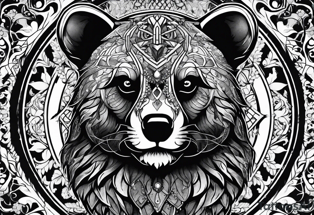skeleton bears head gothic tattoo idea