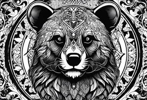 skeleton bears head gothic tattoo idea