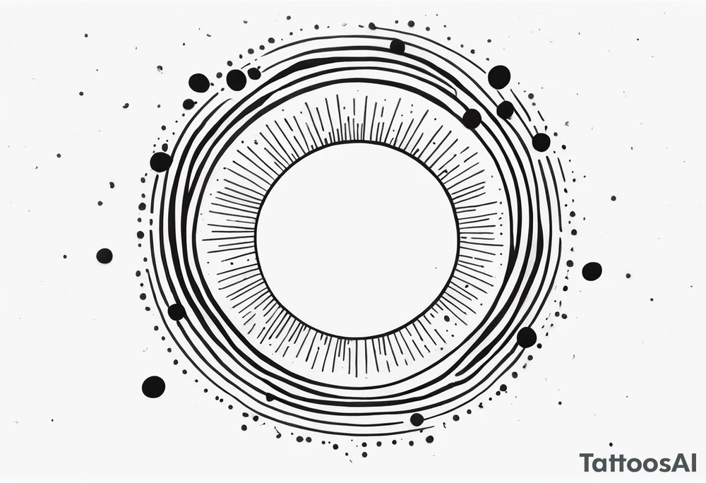 simple sunshine made of black dots with circles tattoo idea