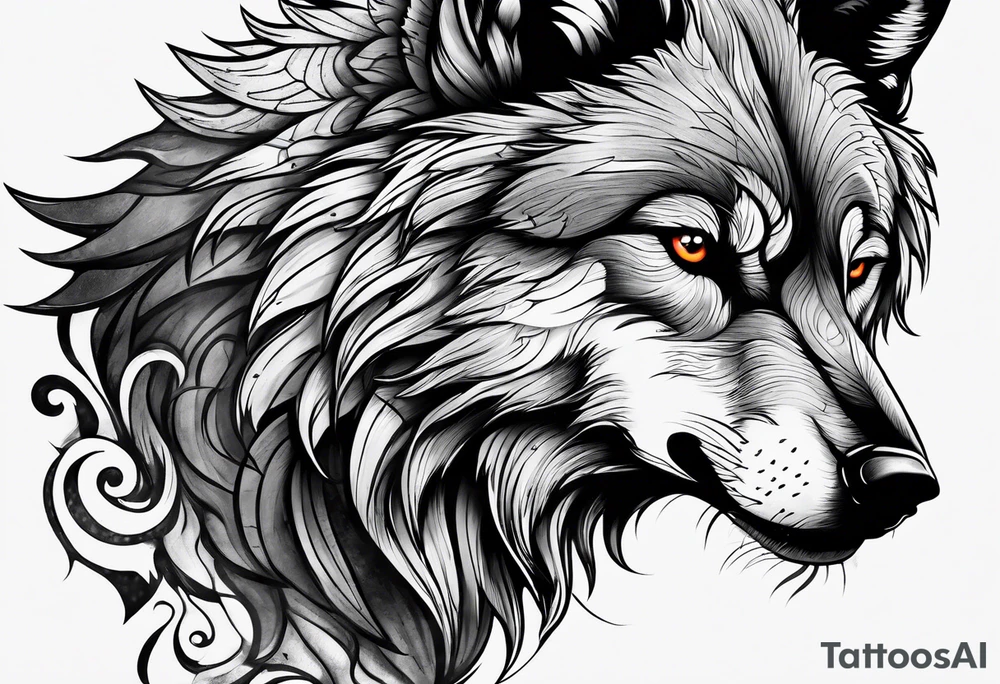 dark wolf tattoo idea