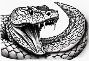 Copperhead view from above with head turned up and mouth open tattoo idea