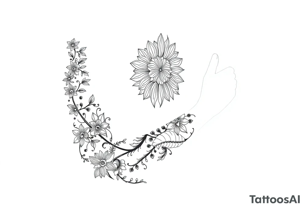 bold line shaman and witch style no flower tattoo idea