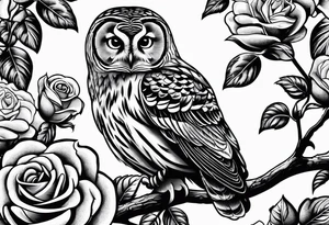 Barred owl and a rose tattoo idea