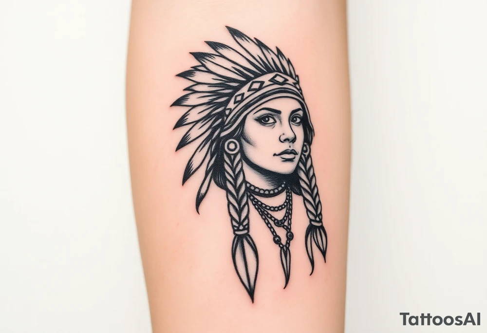 Female Native American woman tattoo idea