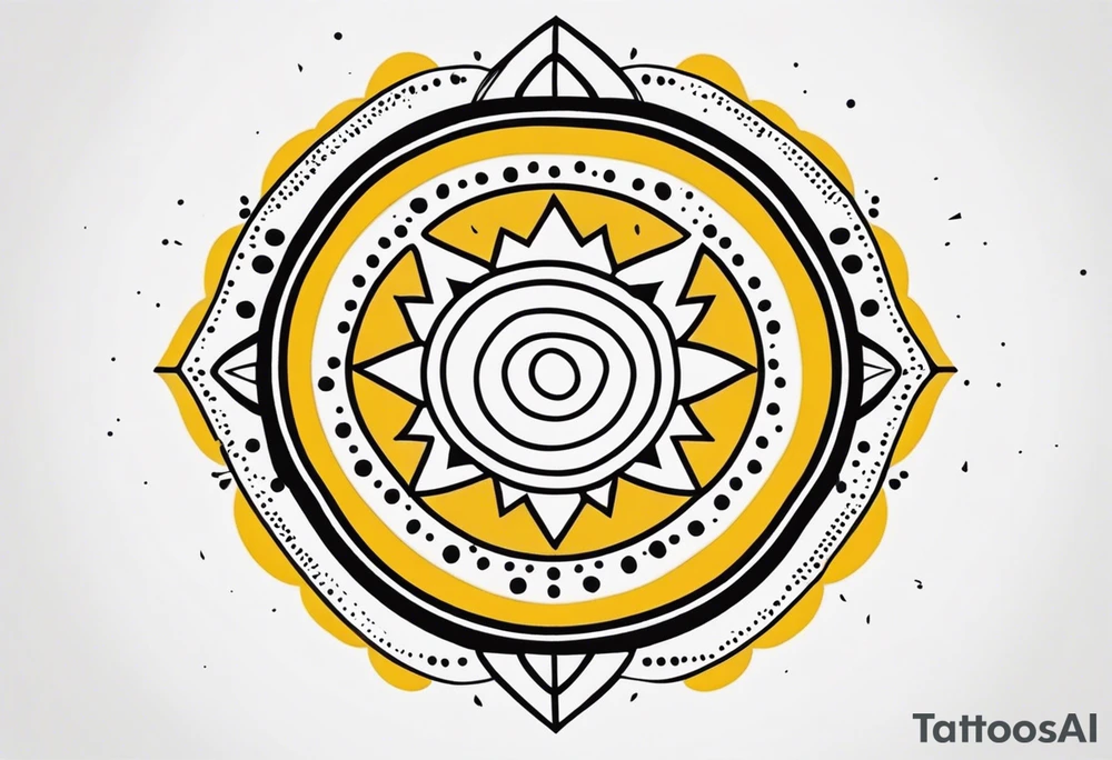 simple sunshine shape made of dots, quite tribal and basic looking. no solid lines tattoo idea