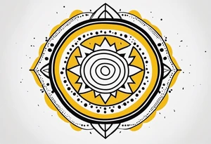 simple sunshine shape made of dots, quite tribal and basic looking. no solid lines tattoo idea