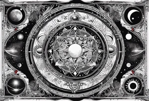 Astrology, Cancer, Natal Chart, symbolic, vision, yin yang, the moon, the sun, Uranus, Pluto, spiritual, third eye, mystical armband tattoo idea