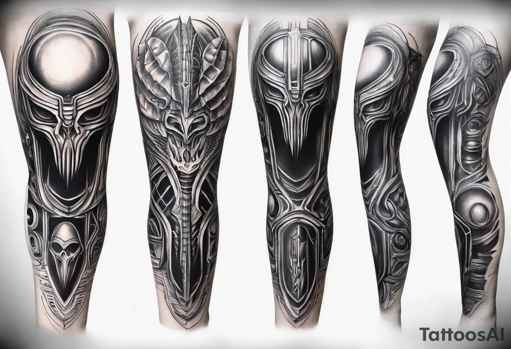 H.R Giger style knee tattoo tattoo idea