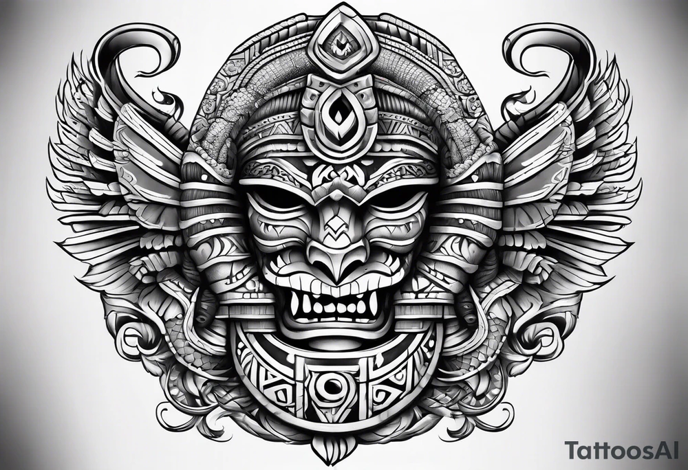 aztec snake sleeve tattoo idea